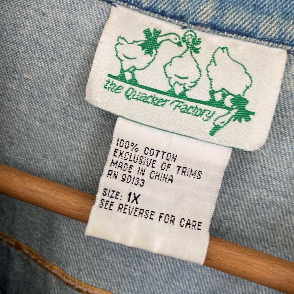 Quacker Factory Patriotic USA Denim Jean Jacket. Size XL - Picture 3 of 12